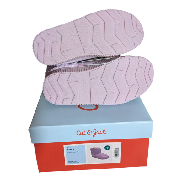NWT, Cat & Jack Zip Up Toddler Boots. Light Purple With Fleece, Toddler Size 9 - Picture 6 of 7